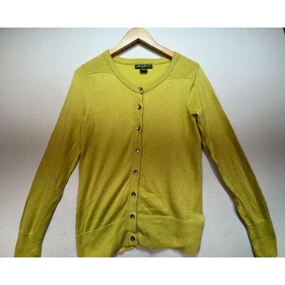 Eddie Bauer Womens Button-Up Knitted Cardigan Sweater Sz XS Yellow Casual Lounge - Picture 4 of 10